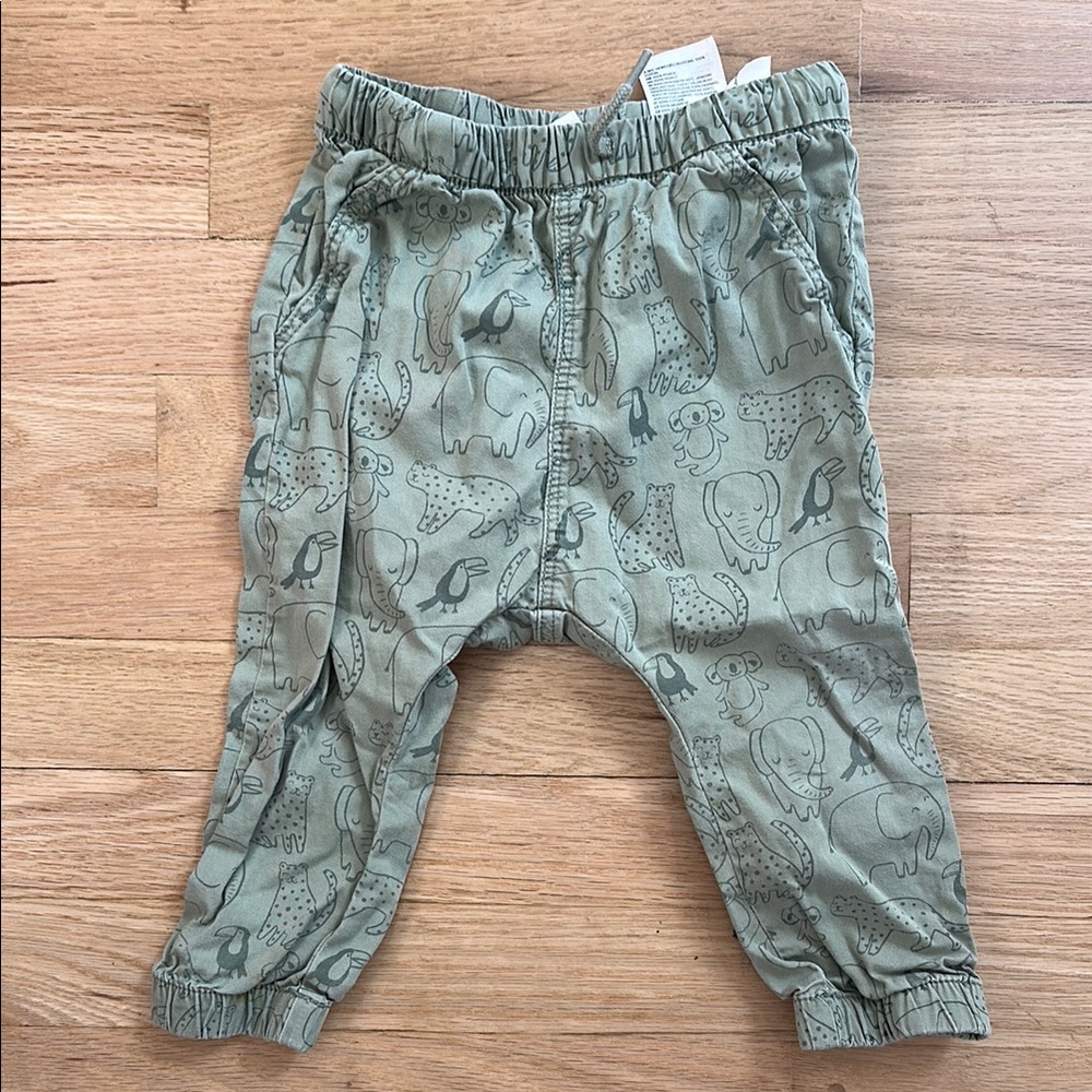 Green Animal Print Baby Pants